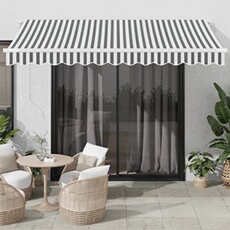 Luifel automatisch uittrekbaar 350x250 cm antracietkleur en wit3310227