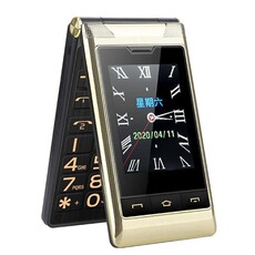 Téléphone portable basique YONIS Téléphone Portable Double Écran Batterie 5900mAh Clavier Large Double SIM FM SOS Or