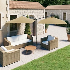 Parasol dubbel met stalen paal 600x300 cm taupe312557