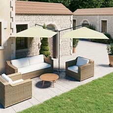 Parasol dubbel met stalen paal 600x300 cm zandkleurig312555