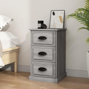 VidaXL Table De Chevet Scandinave Gris Béton - Armoire De Nuit Avec Tiroir Et Étagère, Meuble De Rangement Chambre Moderne 40x40x50 Cm