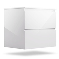 Meuble de Salle de Bain avec vasque en céramique 60 cm avec meuble de rangement Meuble Lavabo Blanc brillant