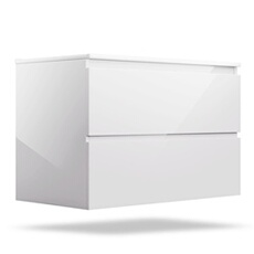 Meuble de Salle de Bain avec vasque en céramique 80 cm avec meuble de rangement Meuble Lavabo Blanc brillant