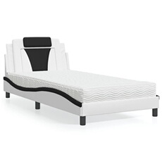 Bed met matras kunstleer wit en zwart 100x200 cm3208781