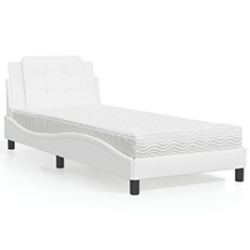 Bed met matras kunstleer wit 90x200 cm3208839
