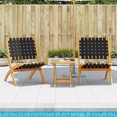 VIDAXL - Chaise de jardin - Lot de 2 - Pliable - Bois d'acacia massif - Noir