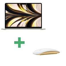 MacBook Air 13 2022 M2 3,5 Ghz 8 Go 256 Go SSD Lumière Stellaire reconditionné - Souris Apple Magic Mouse Jaune incluse