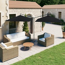 Parasol dubbel met stalen paal 600x300 cm zwart312560