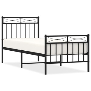 vidaXL - Bed frame met hoofd- en voeteneinde - Zwart - Metaal - 90x190 cm | Leen Bakker vidaXL - Bed frame met hoofd- en voeteneinde - Zwart - Metaal - 90x190 cm | Leen Bakker