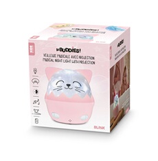 Veilleuse musicale sans fil avec projection Chat Mia Blanc et Rose