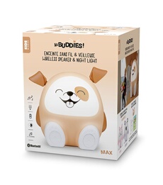 Enceinte sans fil lumineuse et veilleuse Max Hi Buddies Marron et Blanc