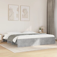 Bedframe bewerkt hout betongrijs 200x200 cm3295628