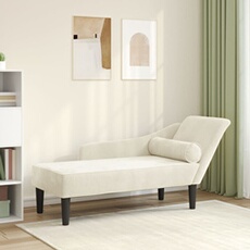 vidaXL - Chaise Longue - 2 Places - Velours - Crème