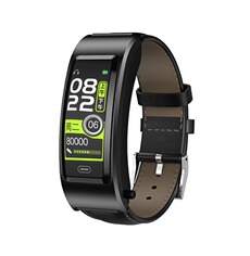 Montre connectée GENERIQUE Smartbluetooth montre B77 bracelet en cuir noir sport santé sang oxygène
