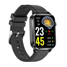Montre connectée GENERIQUE Smart bluetooth watch F100 bracelet en cuir noir ecg pour vérifier la fréquence cardiaque sport