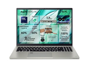 Aspire AV16-51P-503Z 16 Intel core Ultra 5 125U RAM 16 Go LPDDR5X 512 Go SSD Intel ARC Graphics