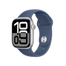 Apple Watch Series 10 GPS + Cellular 42mm Boîtier en Aluminium Argent avec Bracelet Sport Denim - S/M