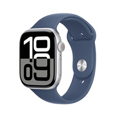 Apple Watch Series 10 GPS 46mm Boîtier en Aluminium Argent avec Bracelet Sport Denim - S/M