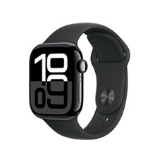 Apple Watch Series 10 GPS + Cellular 42mm Boîtier en Aluminium Noir de Jais avec Bracelet Sport Noir - S/M