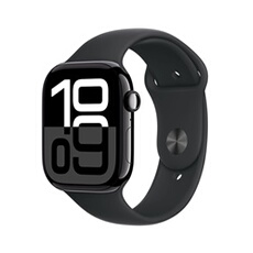Apple Watch Series 10 GPS + Cellular 46mm Boîtier en Aluminium Noir de Jais avec Bracelet Sport Noir - M/L