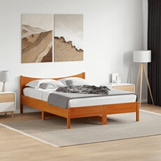 Bed met matras massief grenenhout wasbruin 140x190 cm844744
