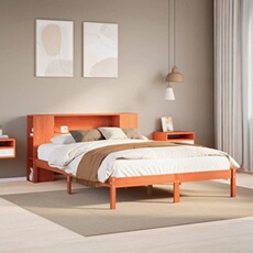 Bed met boekenkast zonder matras grenenhout wasbruin 150x200 cm3321555