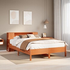 Bed met boekenkast zonder matras grenenhout wasbruin 150x200 cm3322830