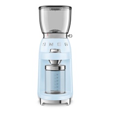 Broyeur a cafe ''Annees 50'' broyeur conique en inox 450 tours / minute 30 niveaux de broyage 8 fonctions mode manuel reservoir a grain 350 gr recipient a cafe 130 gr systeme antistatique integre