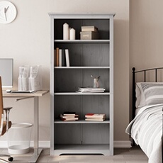 Vidaxl Boekenkast 5-Laags Bodo 82X40x173 Cm Massief Grenenhout Grijs355082