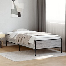 Bedframe bewerkt hout en metaal grijs sonoma eiken 100x200 cm844964