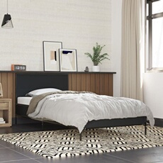 Bedframe bewerkt hout en metaal zwart 75x190 cm845557