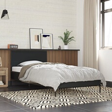 Bedframe bewerkt hout en metaal zwart 90x190 cm845562