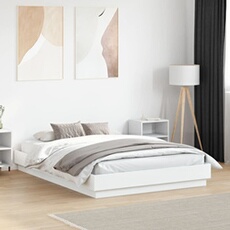 Bedframe LED massief hout wit 140x190 cm3209870