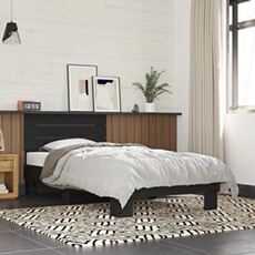 Bedframe bewerkt hout en metaal zwart 75x190 cm845747
