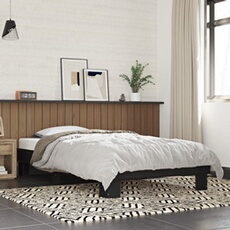 Bedframe bewerkt hout en metaal zwart 90x190 cm845882