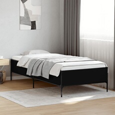 Bedframe bewerkt hout en metaal zwart 90x190 cm844986