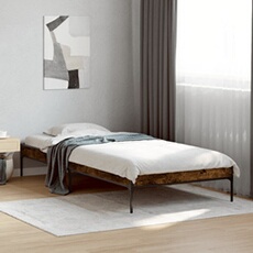 Bedframe bewerkt hout en metaal gerookt eikenkleurig 90x190 cm845053