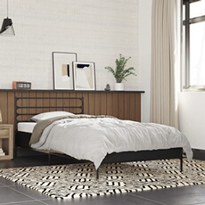 Bedframe bewerkt hout en metaal zwart 100x200 cm845587