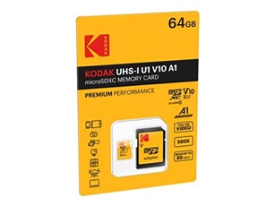 - Carte mémoire flash (adaptateur microSDXC vers SD inclus(e)) - 64 Go - UHS Class 1 / Class10 - 580x - microSDXC UHS-I