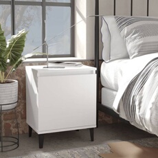 Vidaxl Blanc Table De Chevet Avec Pieds En Métal 40X30x50 Cm