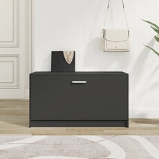 Vidaxl Noir Banc À Chaussures 80X24x45 Cm Bois D Ingénierie