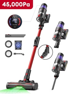 Belife BVC11 Aspirateur Balai Sans Fil 45Kpa 550W - 45 Minutes Autonomie, Écran Tactile LED, Rose