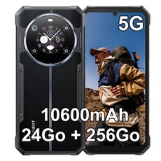 Smartphone FossiBot F109 Téléphone Portable 6.745 24GO 256GO Smartphone Android 14 10600mAh Dual SIM 4G-Noir