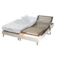 Pack relaxation 100% latex 5 zones 85kg/m3 + couette + oreillers + sommier FABRICATION FRANCE 2x80 x 200 cm