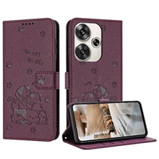 Coque Pour Xiaomi POCO F6 Chat Mignon Portefeuille En Cuir Porte-cartes Kickstand Cuir PU Rouge