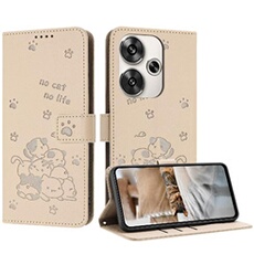 Coque Pour Xiaomi POCO F6 Chat Mignon Portefeuille En Cuir Porte-cartes Kickstand Cuir PU Beige