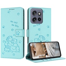 Flip Etui Pour Motorola Moto S50 Chat Mignon Portefeuille En Cuir Porte-cartes Kickstand Cuir PU null Vert