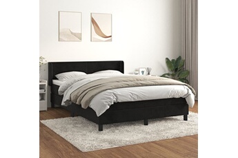 vidaXL Boxspring met matras fluweel zwart 140x200 cm3130843