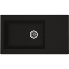 Stradour Evier Cuisine A Encastrer 1 Grand Bac + 1 Egouttoir Einna - Résine - 86 X 50 Cm - Noir