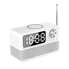 Enceinte sans fil YONIS Enceinte Bluetooth 5.3 Rose Radio Réveil LED Chargeur Sans Fil 15W Blanc